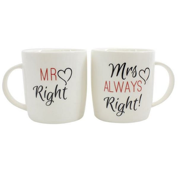Something Different Mr Right/Mrs Always Right Mug Keramisk krus i kasse med krus sæt