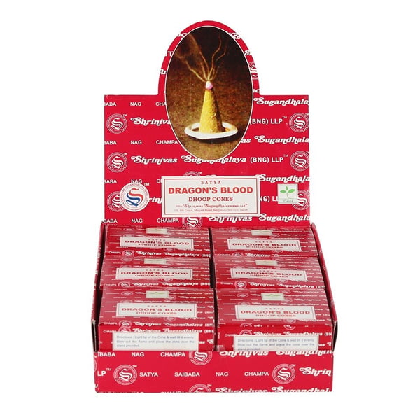 Satya Dragons Blood Røgelseskegler (pakke med 144)