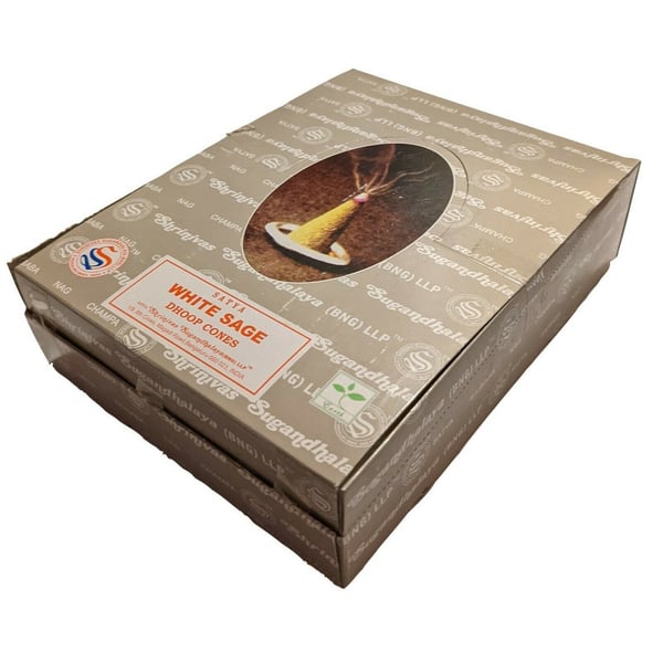 Satya Røgelseskegler med hvid salvie (pakke med 144)