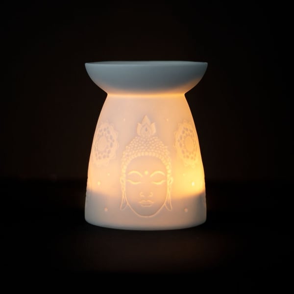 Something Different Keramisk Buddha hoved oliebrænder