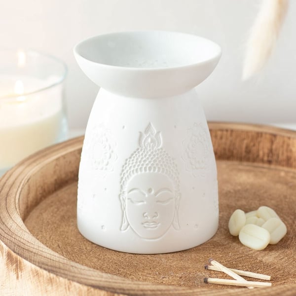 Something Different Keramisk Buddha hoved oliebrænder