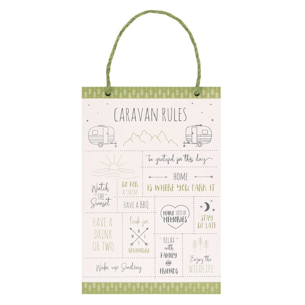 Something Different Happy Camper Caravan Rules Hanging Sign