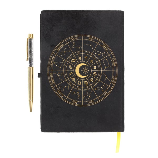 Something Different Astrologia-pyörä Obsidian Muistikirja ja kynäsetti