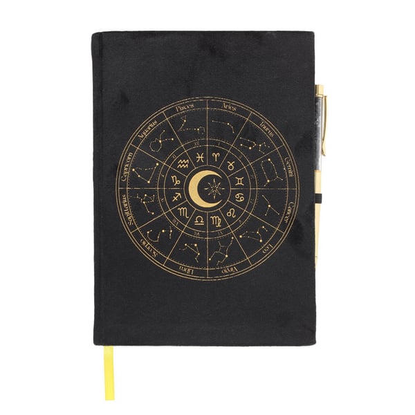 Something Different Astrologihjul Obsidian Anteckningsbok & Pennset