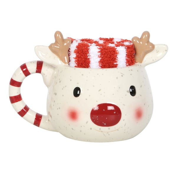 Something Different Rudolph Reindeer Mug and Sock Set
