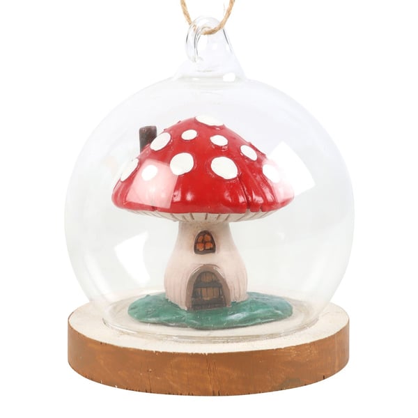 Something Different Glass Mushroom House Hanging Decoration