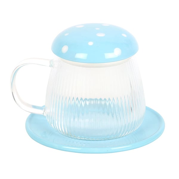 Something Different Mushroom Glass Mug & Saucer