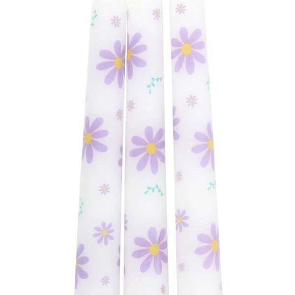 Something Different Daisy Taper Candle (Pack of 3)