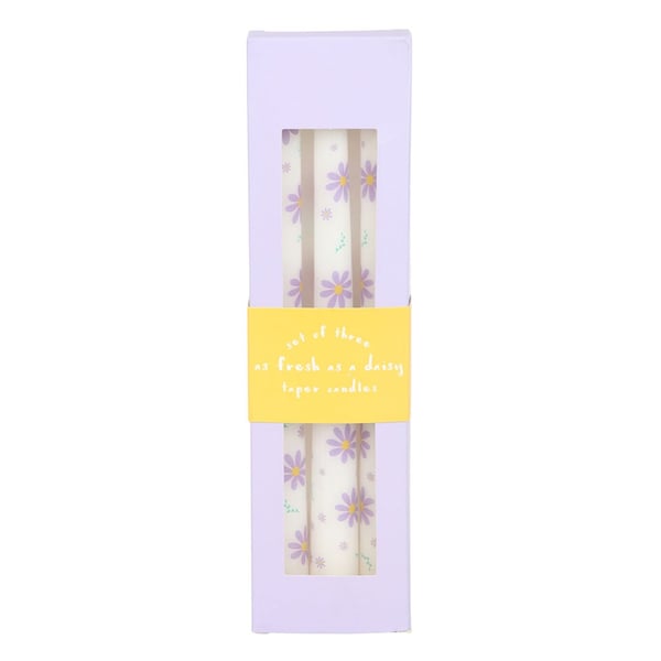 Something Different Daisy Taper Candle (Pack of 3)