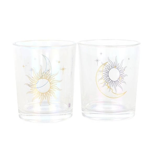 Something Different Iridescent Sun & Moon Face Votive Candle Holder (Pack of 2)
