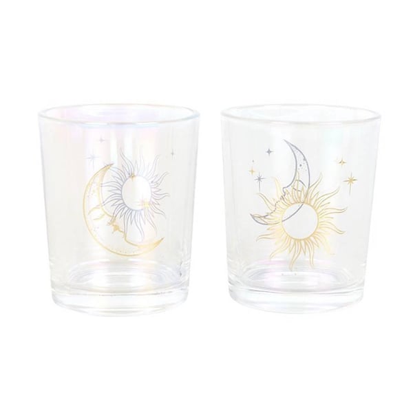 Something Different Iridescent Sol- och Månansikte Votivljushållare (2-pack)