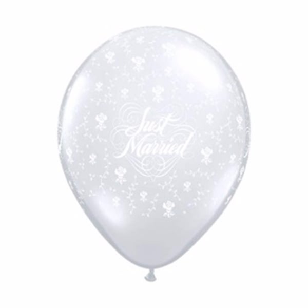 Qualatex Just Married Flower Design Clear Latex Balloons (Pack of 25)