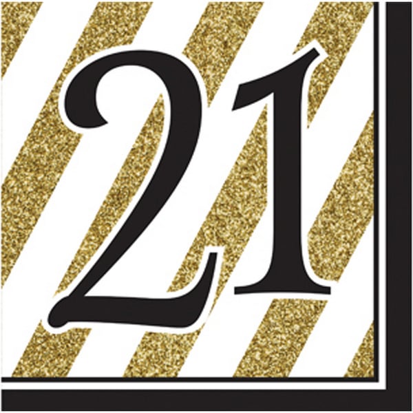 Creative Konverterende sort og guld Milestone Servietter (pakke med 16)