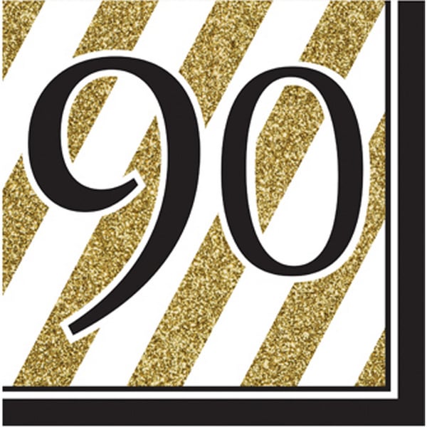 Creative Konverterende sort og guld Milestone Servietter (pakke med 16)