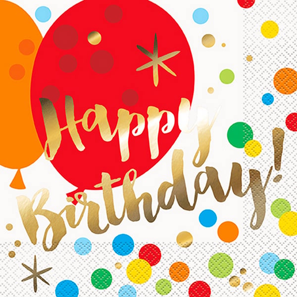 Unique Party Glitzy Gold Birthday Lunch Napkins (Pack Of 16)