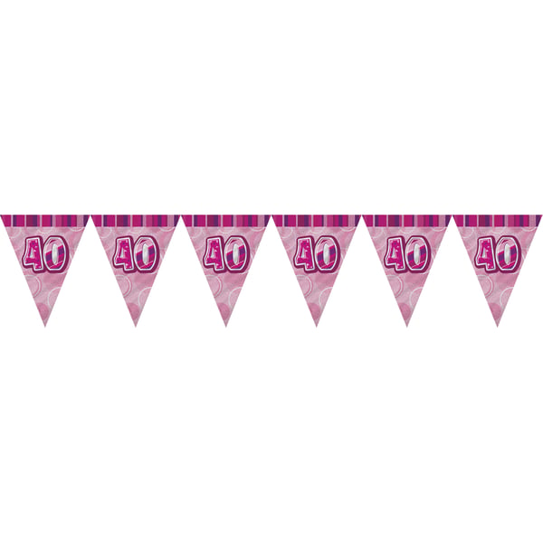 Unique Party Pink 40 Glitz Pennant Bunting