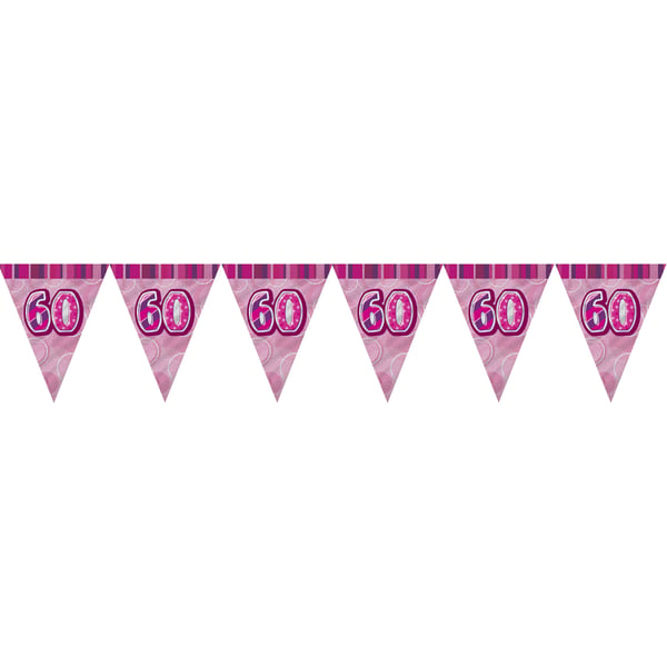 Unique Party Lyserød 60 glitz vimpel Bunting