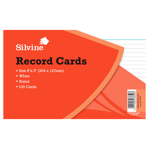 Silvine Large Record Cards Pencil Feint 100 Sheets Silvine Large Record Cards Pencil Feint 100 Sheets