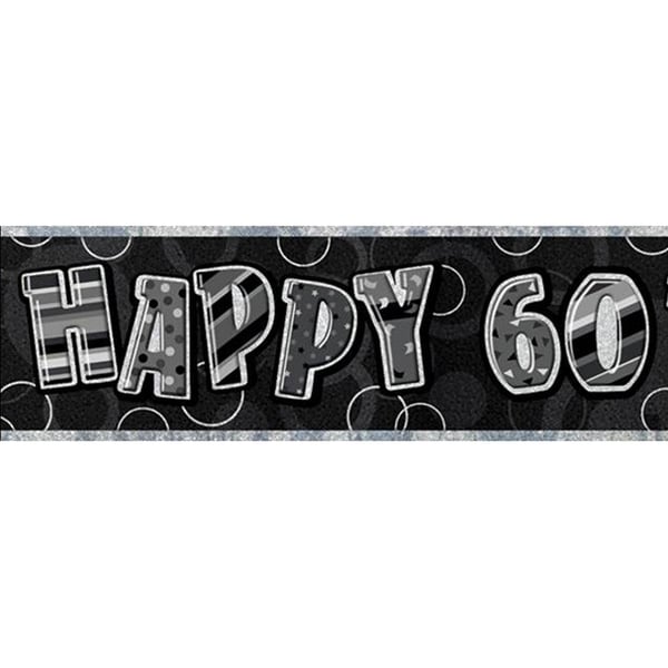 Unique Party 60 års fødselsdag sort/sølv glitz foliebanner