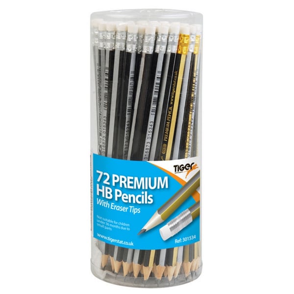 Tiger Stationery Premium Eraser Tip HB Pencils
