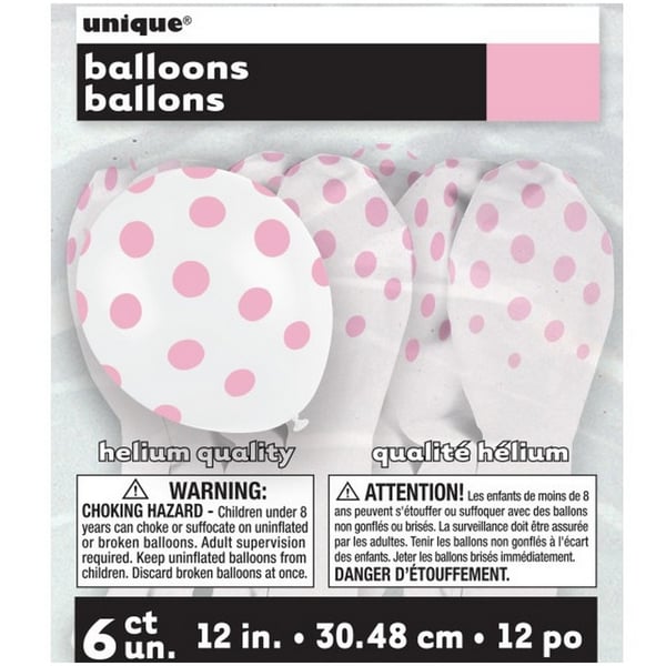 Unique Party Lovely Pink Dots Latex Balloons (Pack Of 6)
