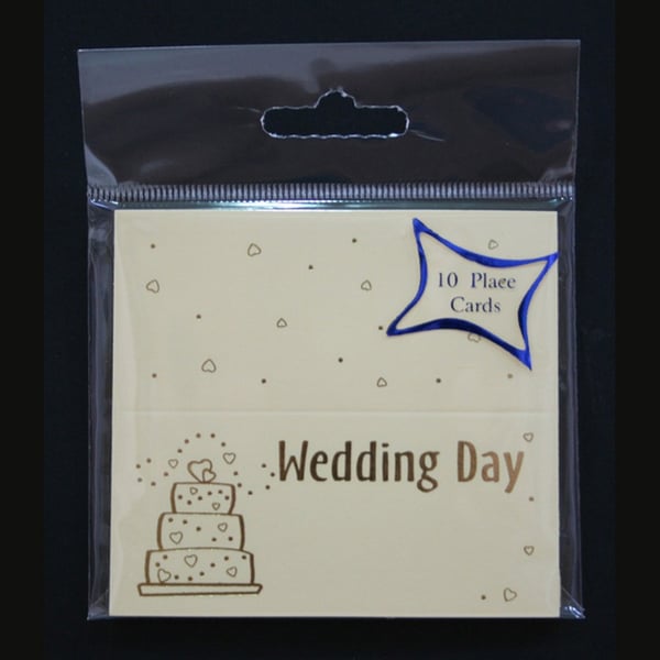 Wedding Day Foil Cake Print Placecards (Pack Of 10)