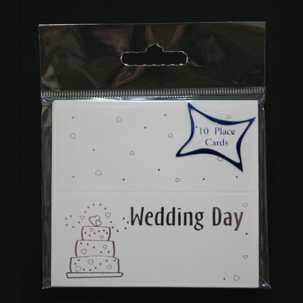 Wedding Day Foil Cake Print Placecards (Pack Of 10)