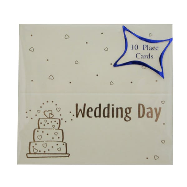 Wedding Day Foil Cake Print Placecards (Pack Of 10)
