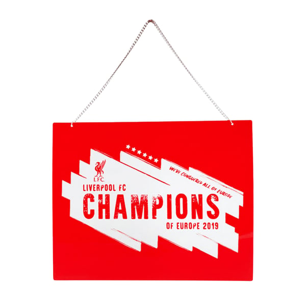 Liverpool FC Champions Of Europe 2019 Metal Hanging Sign