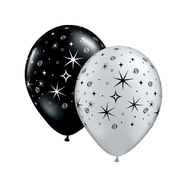 Qualatex Sparkles & Swirls Latex Round Balloons (Pack of 50)