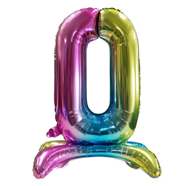 Realmax Standing Number 0 Rainbow Gradient Foil Balloon