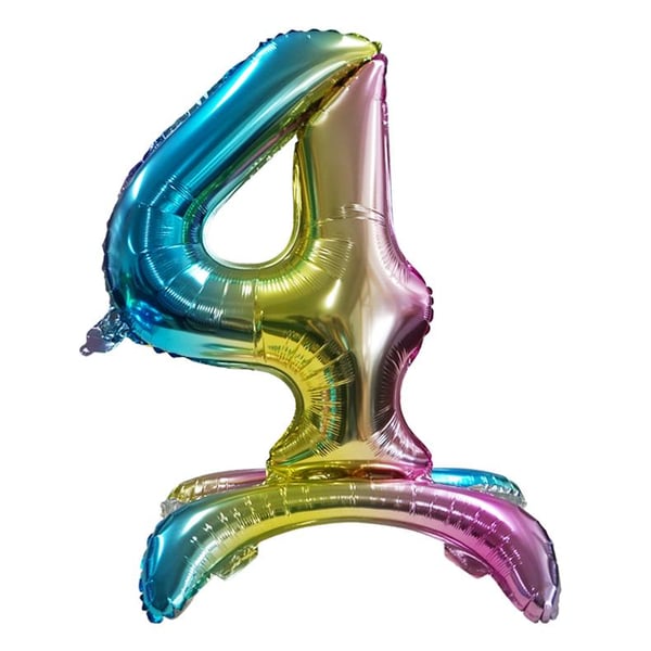 Realmax Stående nummer 4 Rainbow Gradient Folieballon