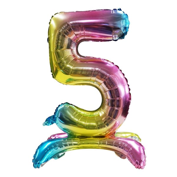 Realmax Stående nummer 5 Rainbow Gradient Folieballon