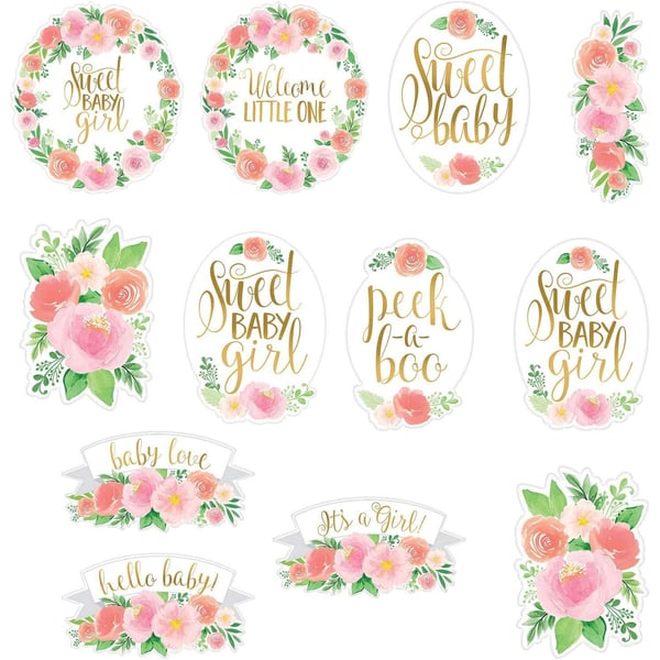 Amscan Card Floral Baby Shower Party Decoration (Pack of 12)