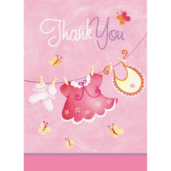 Unique Party Clothesline Baby Shower Thank You Card (Pack of 8)