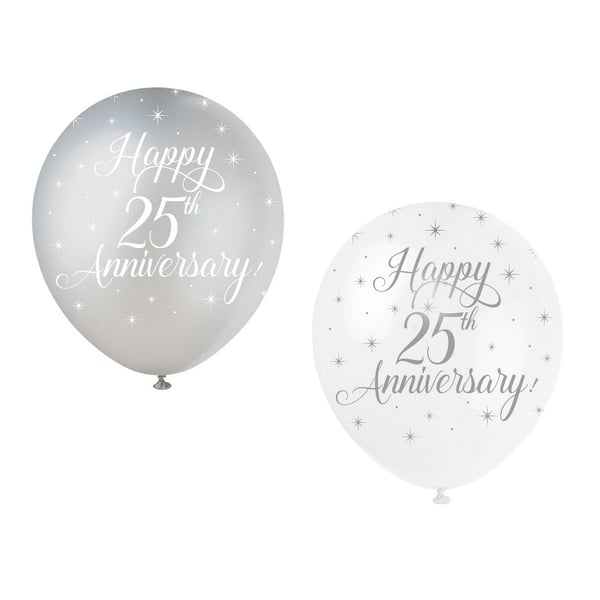 Unique Party Latex Pearlised 25th Anniversary Balloons (Pack of 5)