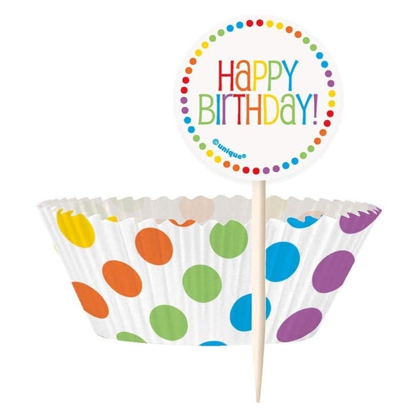 Unique Party Rainbow Kit Cake Topper Set (Pack of 24)