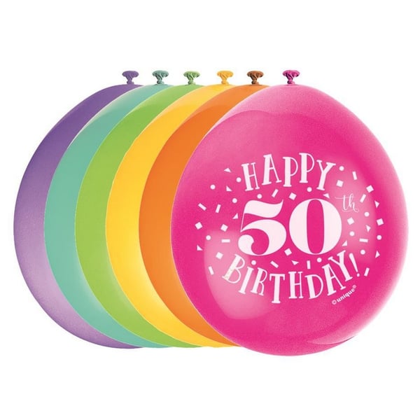 Unique Party Latex 50th Birthday Balloon (Pack of 10)