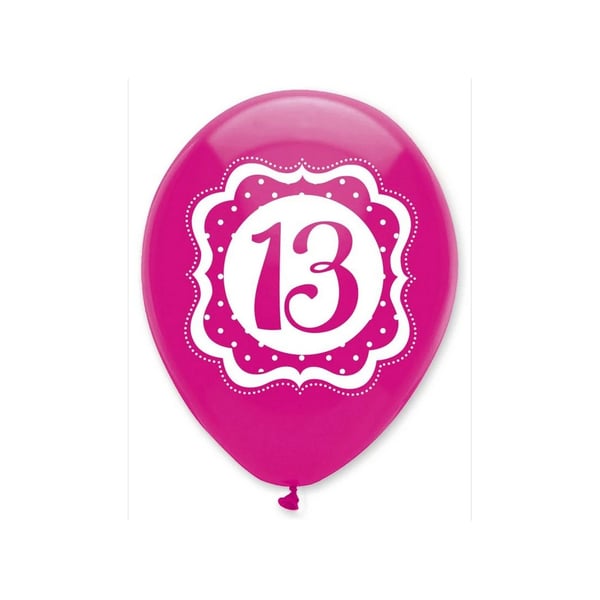 Latex Dotted 13th Birthday Balloons (Pack of 6)