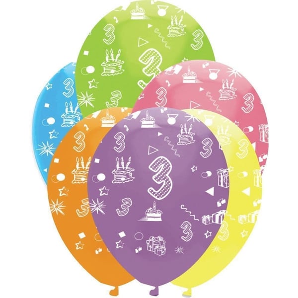 Creative Party Latex 3rd Birthday Balloons (Pack of 6)