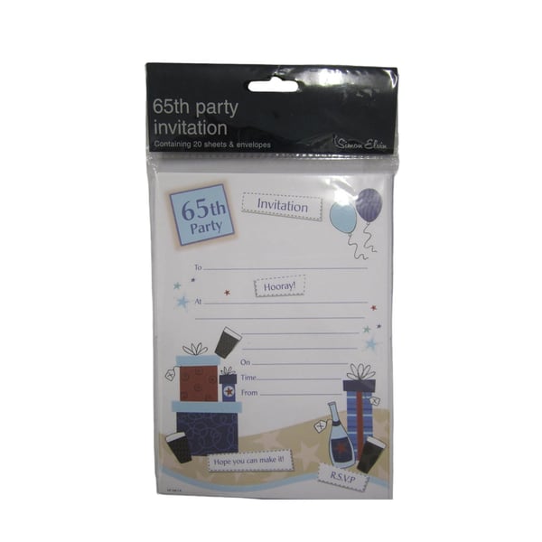 Simon Elvin 65th Birthday Invitations (Pack of 20)