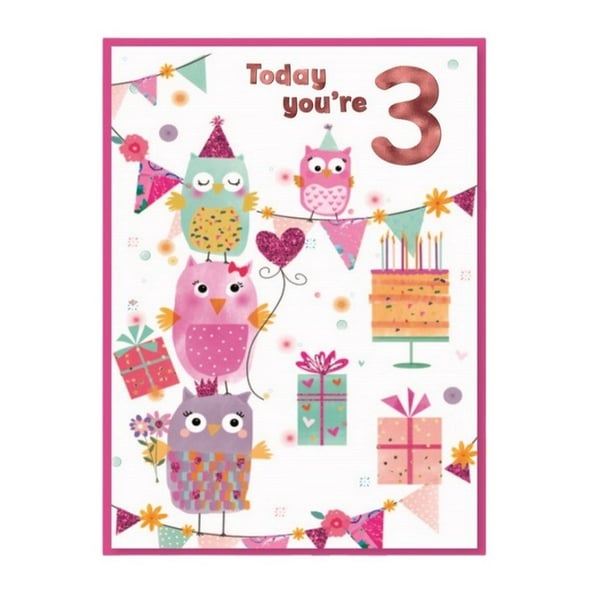 Simon Elvin Juvenile 3rd Birthday Greetings Card (Pack of 6)
