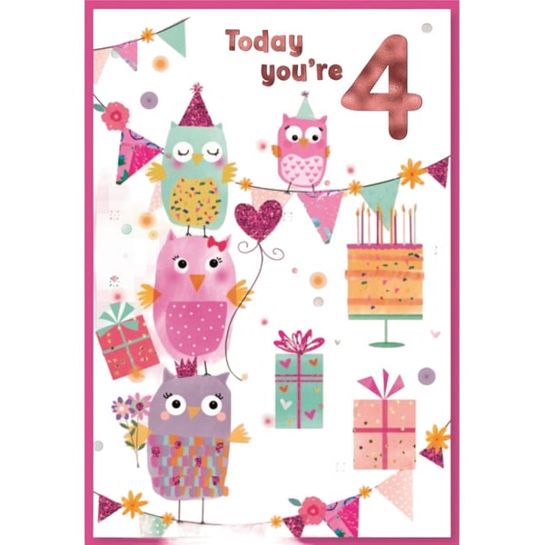 Simon Elvin Juvenile 4th Birthday Greetings Card (Pack of 6)
