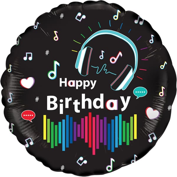 Oaktree Media Music Happy Birthday Foil Balloon