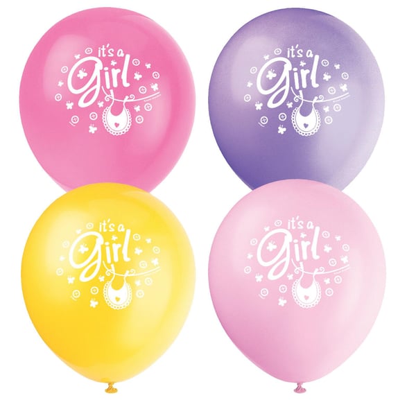 Unique Party Clothesline Its A Girl Latex Baby Shower Balloons (Pack of 12)