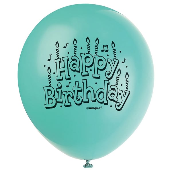 Unique Party Latex Happy Birthday Balloons (Pack of 15)
