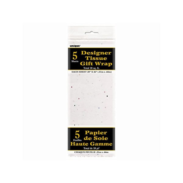 Unique Party Classic Glitter Tissue Paper (Pack of 5)