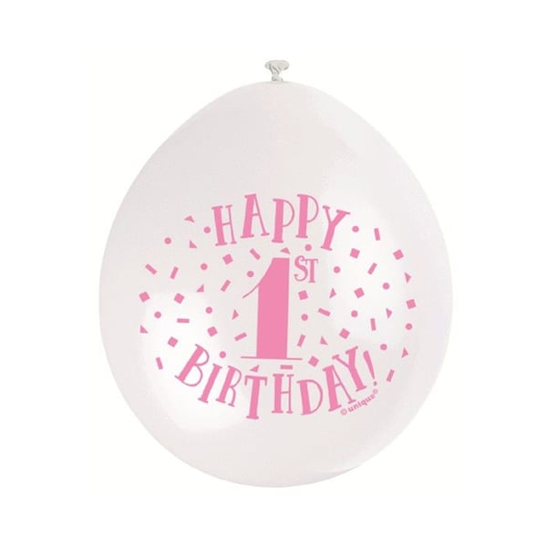Unique Party Happy 1st Birthday Latex Balloons (Pack of 10)