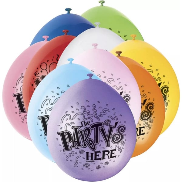 The Partys Here Latex Balloons (Pack of 10)