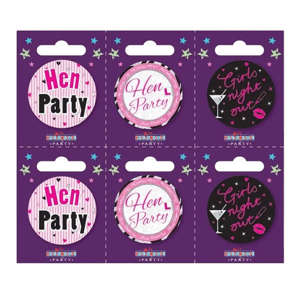 Apac Hearts Hen Party Badge Set (Pack of 6)